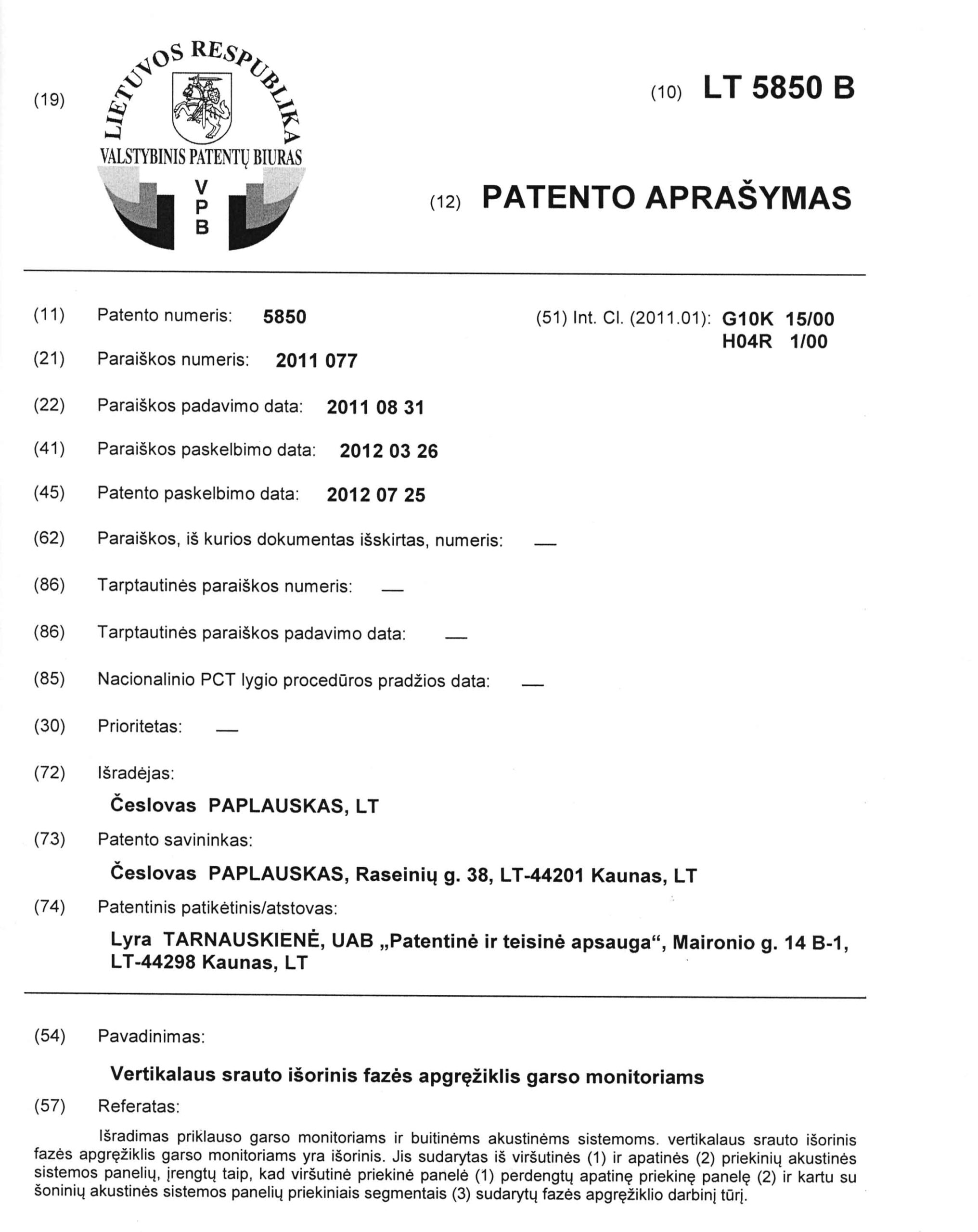 Patentas 5850_description_small